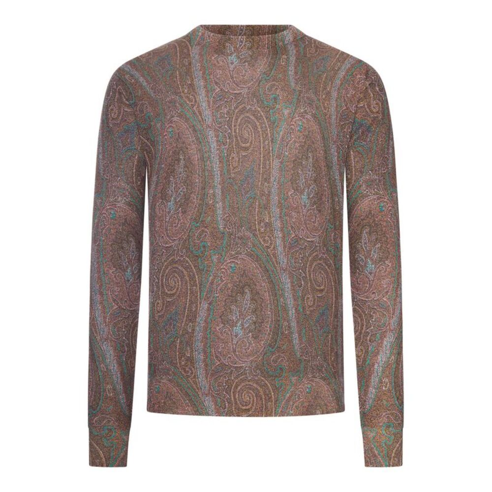 Etro Men Paisley Sweater In Silk And Cashmere Blend